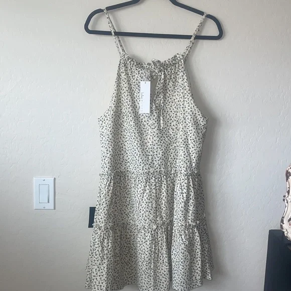 LULU’S x LUSH Fondest of Feelings Cream Floral Print Tiered Mini Dress Sz S - Picture 5 of 15